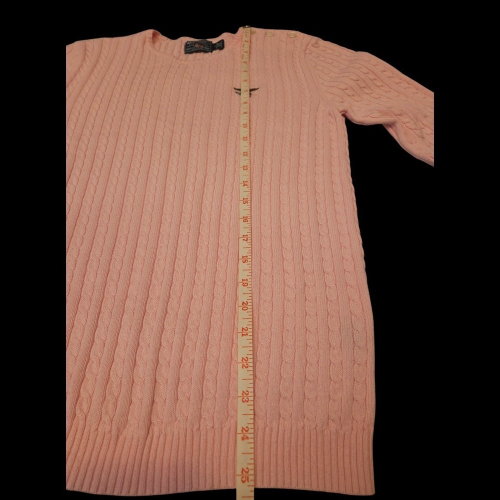 American Living Womens Sz Large Cable Knit Sweater Light Pink 100% Cotton - Picture 6 of 7
